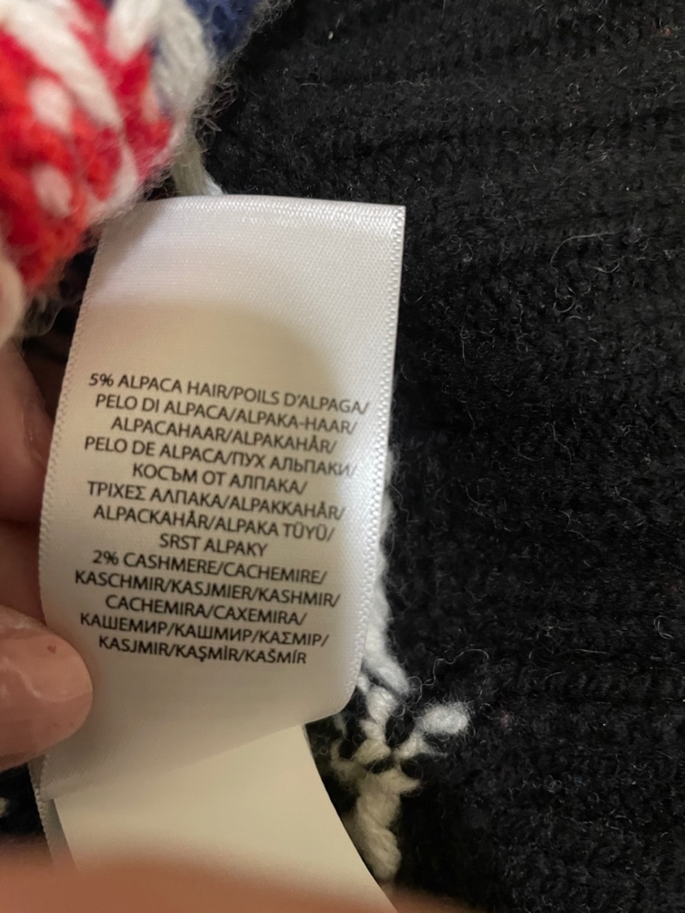 Polo by Ralph Lauren Black, White, Red & Navy Fair Isle Shawl Cardigan - Picture 13 of 16